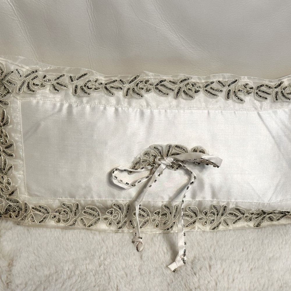 Handmade Silk Pillow with tassels beaded lace Down inside Beautiful!